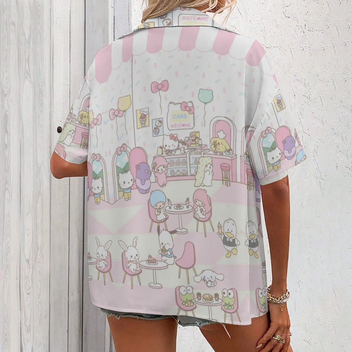 Hello Kitty T Shirt Fan Club for Women Woman Clothing Short Sleeve Korean Reviews Many Girls Clothes Top Y2k T-shirt R